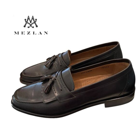 New Mezlan Domino Leather Slip-on Tassel Loafers 9
